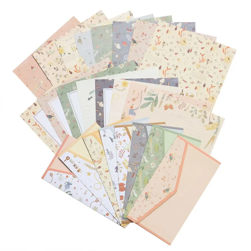 Gift Flower Printing Cartoon Pattern Differrent Design With Envelopes 3PCS Writing Paper 6PCS Letter Stationery