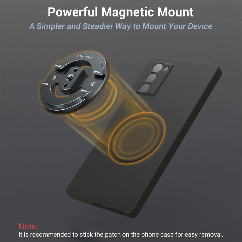 LEAPLIGHT Adaptador de montaje de trípode de teléfono magnético de metal con zapata fría dual 1/4 para MagSafe Iphone Android micrófono trípode soporte fijo