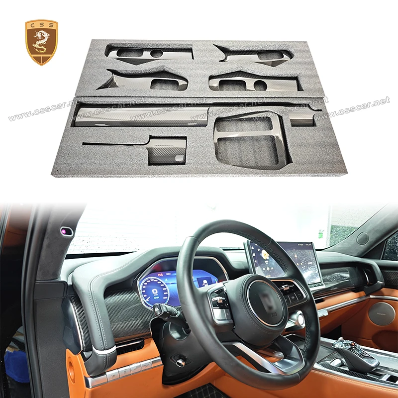 Para tanque 700 painel do carro guarnição console central painel adesivo capa interior porta guarnição de fibra carbono decoração acessórios