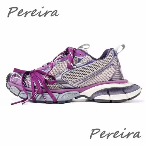 Summer New Men Platform Sneakers Purple Thick Sole Lace-Up Couple Casual Shoes Fashion Mesh Breathable Outdoor Running Shoes