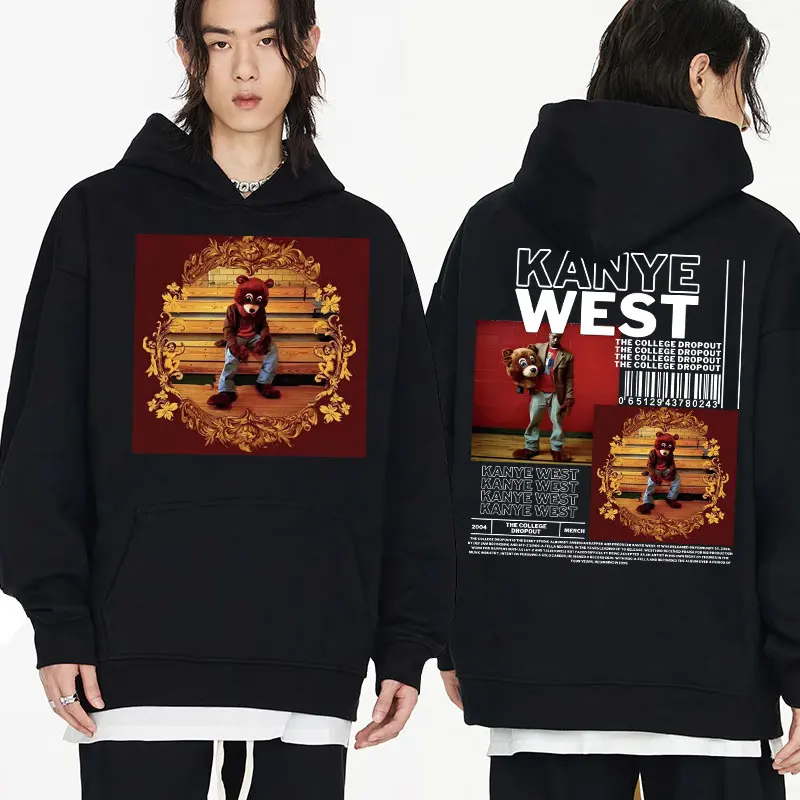 

Hip Hop Rapper Kanye West College Dropout Album Print Hoodie Men Women Oversized Hooded Sweatshirts Gothic Vintage Clothes Tops