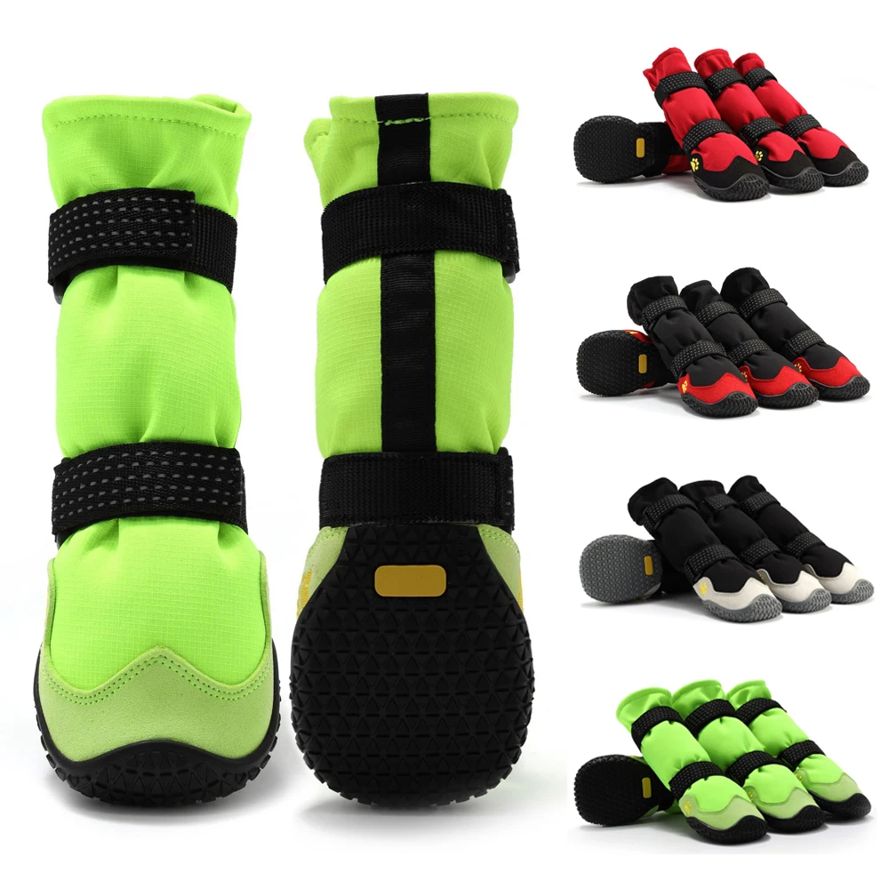 

Dog Rain Boots for Large Dogs Waterproof High Top Warm Fleece-Lined Pet Snow Booties Skid-Proof Paw Protector for Running Hiking