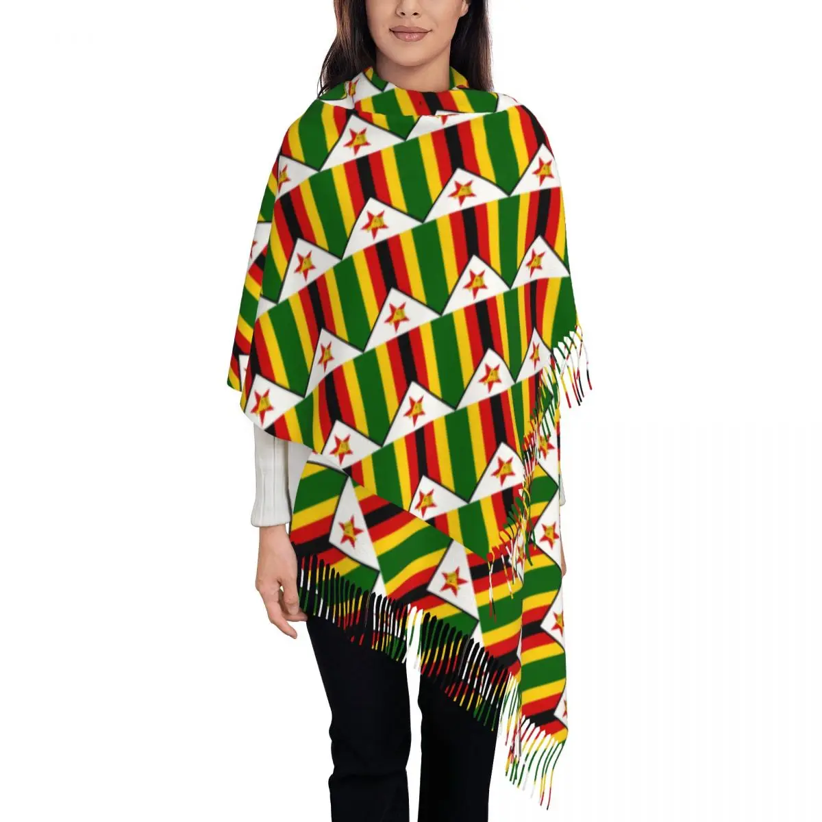 

Zimbabwe Flag Women's Tassel Shawl Scarf Fashion Scarf