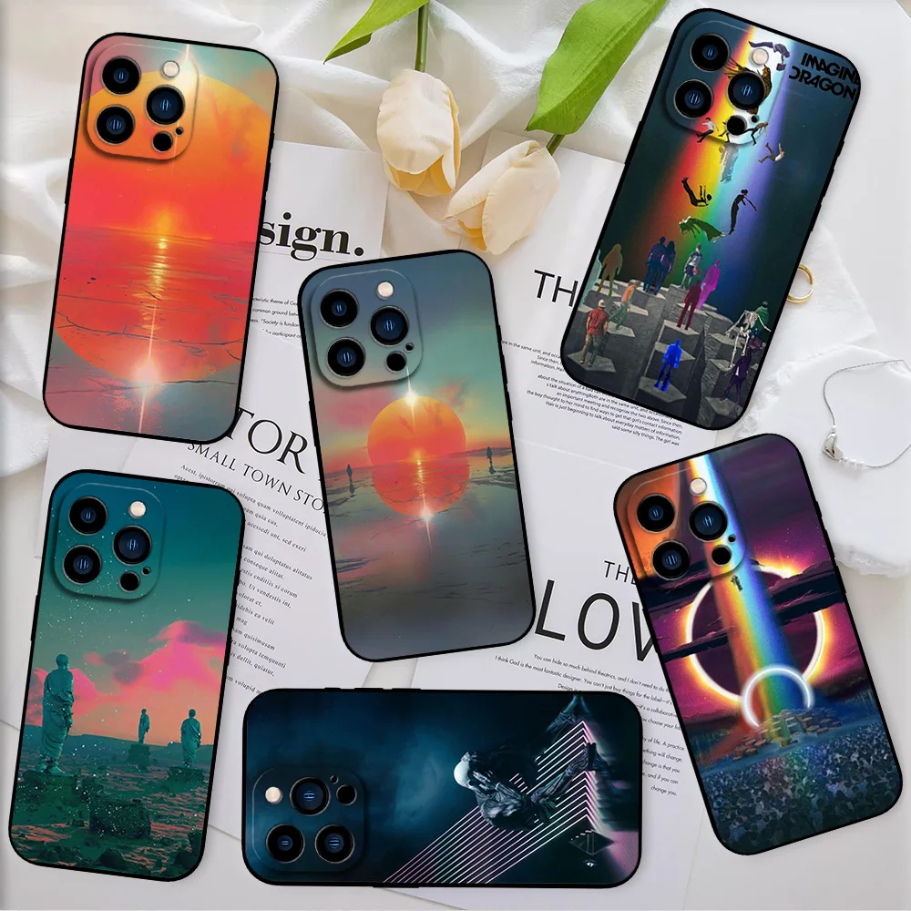 Rock Band Imagine Dragons Loom For iPhone 11 12 13 14 15 16 Pro Max Plus Black Soft Case Shell