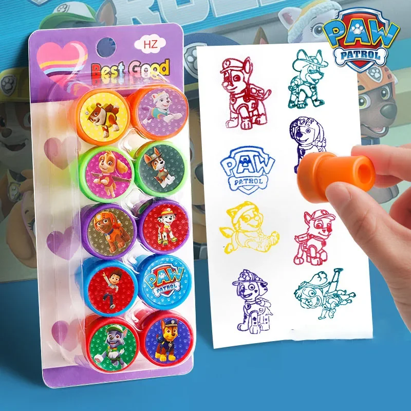 

10pcs/set Paw Patrol Seal Stamp Cartoon Chase Marshall Rubble Skye Sanrio Action Figures Colorful Pattern Toys Birthday Gifts