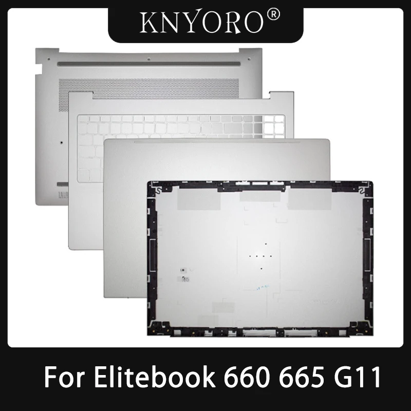 New For Elitebook 660 665 G11 Laptop LCD Back Cover Upper Palmrest Top Cover Bottom Case Base Cover Foot Pad Silver