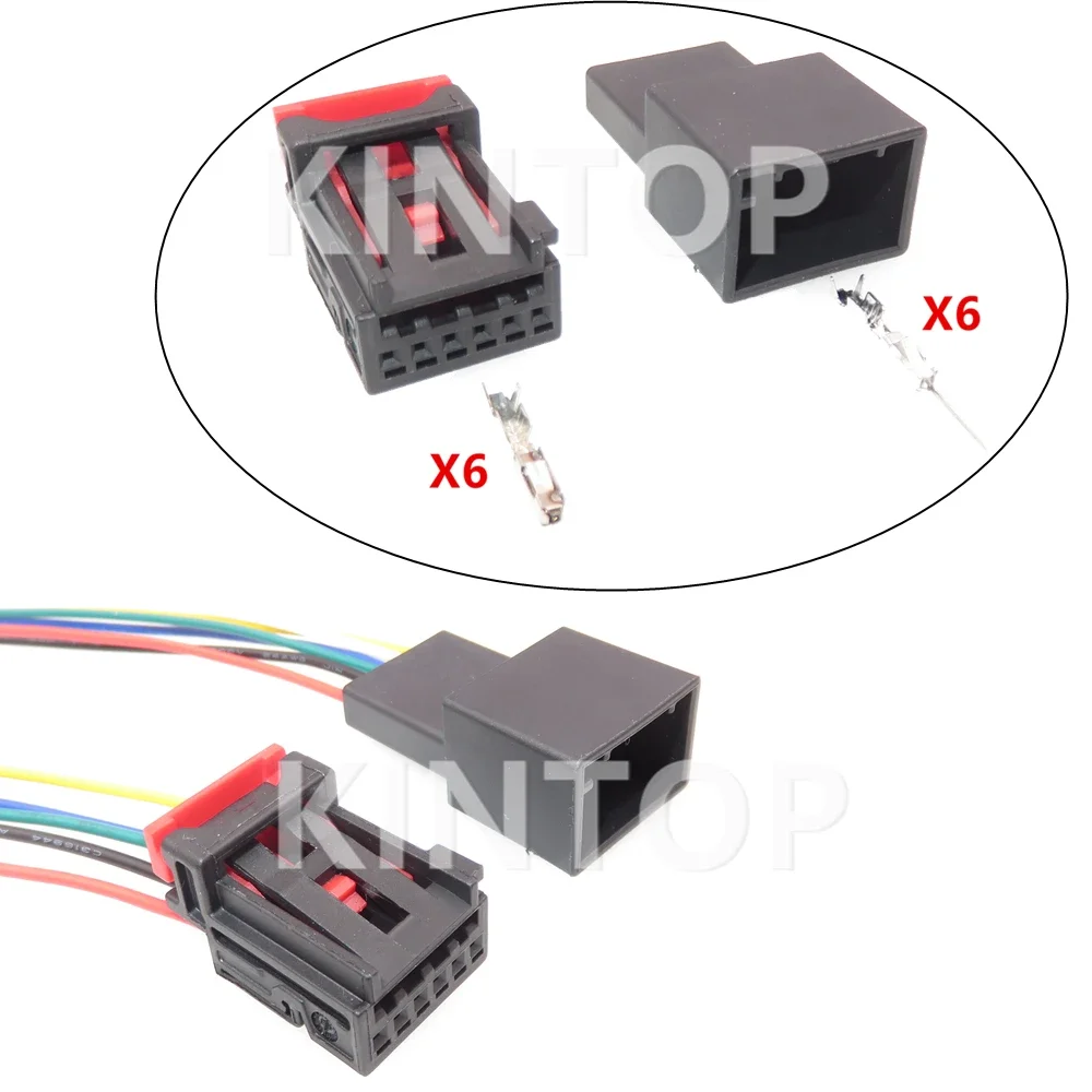

1 Set 6 Pins Car AC Assembly Unsealed Connector with Wires Auto Wiring Terminal Socket for VW Audi 5Q0972706