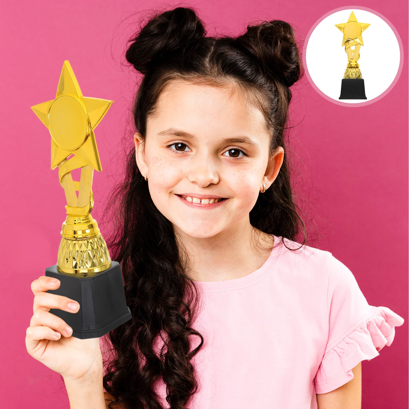 

25cm Ribbon Star Trophies Golden Award Plastic Kids Gifts Party Supplies Cup Sports Prizes Commemorative Items