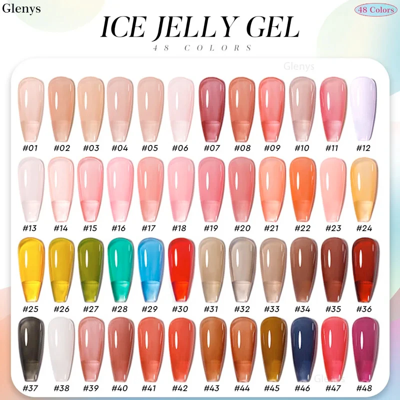 Glenys 48 สีเล็บเจลเครือข่ายทั้งหมดยอดนิยมขั้นสูงกึ่งถาวรแช่เจลเล็บ Salon Nail Art Clearcoat ชุด