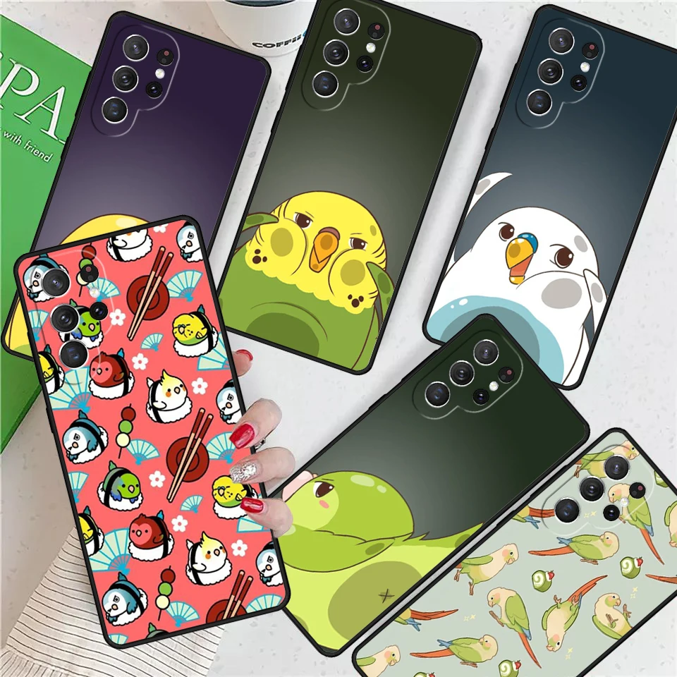 Chubby Cockatiels Parrotlets Hello Parrot Bird For Samsung Galaxy S24 Ultra S21 S22 S8 S9 S10E Note 10 20 Plus FE S23 Phone case