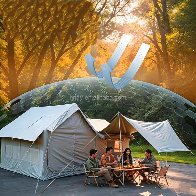 Outdoor Portable 4-6 Person Inflatable Tent Waterproof Oxford PVC Canvas House Canopy Tent for Camping