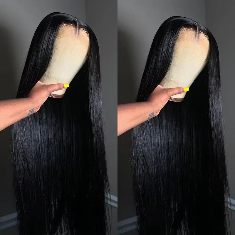 

13x4 13x6 Full Frontal 360 HD Transparent Lace Natural Straight 5x5 Closure 200 Density Human Hair Pre plucked Wigs 40 46 Inch