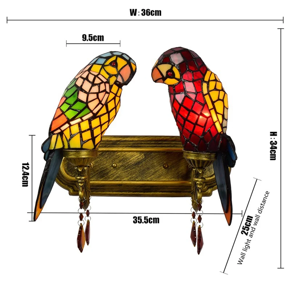 CX122EP Art Deco Tiffany Parrot Design Creative Lustre Chandelier Lighting Suspension Luminaire Lampen For Dinning Room