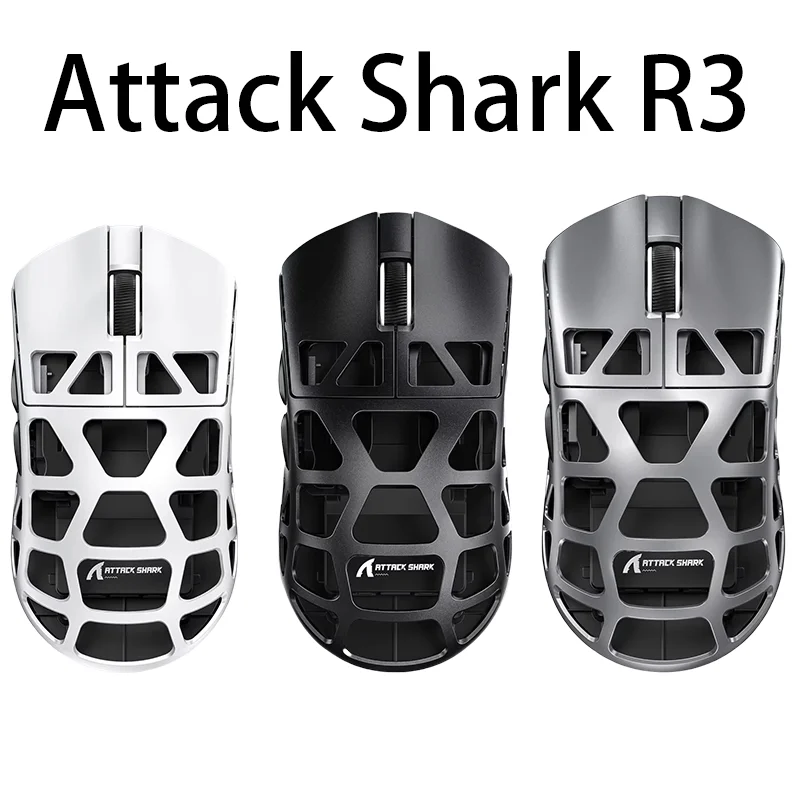 Attack Shark R3 Mouse Wireless Gaming CNC 8KHz 46G Lightweight PAW3395 Tri-mode Bluetooth Laptop Desktop Tablet 26K DPI Hollowed