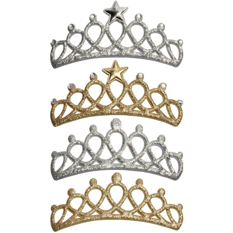 10PCS 13cm Newborn Vintage Shiny Crown Appliques Fashion Glitter Nonwovens Felt Crown Patches for Garments Decoration