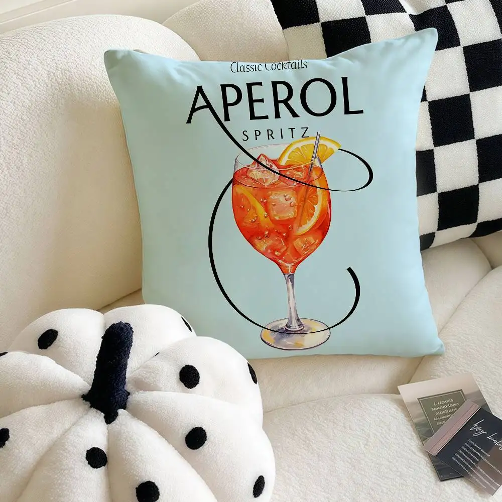 

Aperol S-Spritz Art Pillow Case Luxury Double-sided For Car Pillows 45x45 Cushions Cover Home And Decoration Sofa Pillowcase 50x