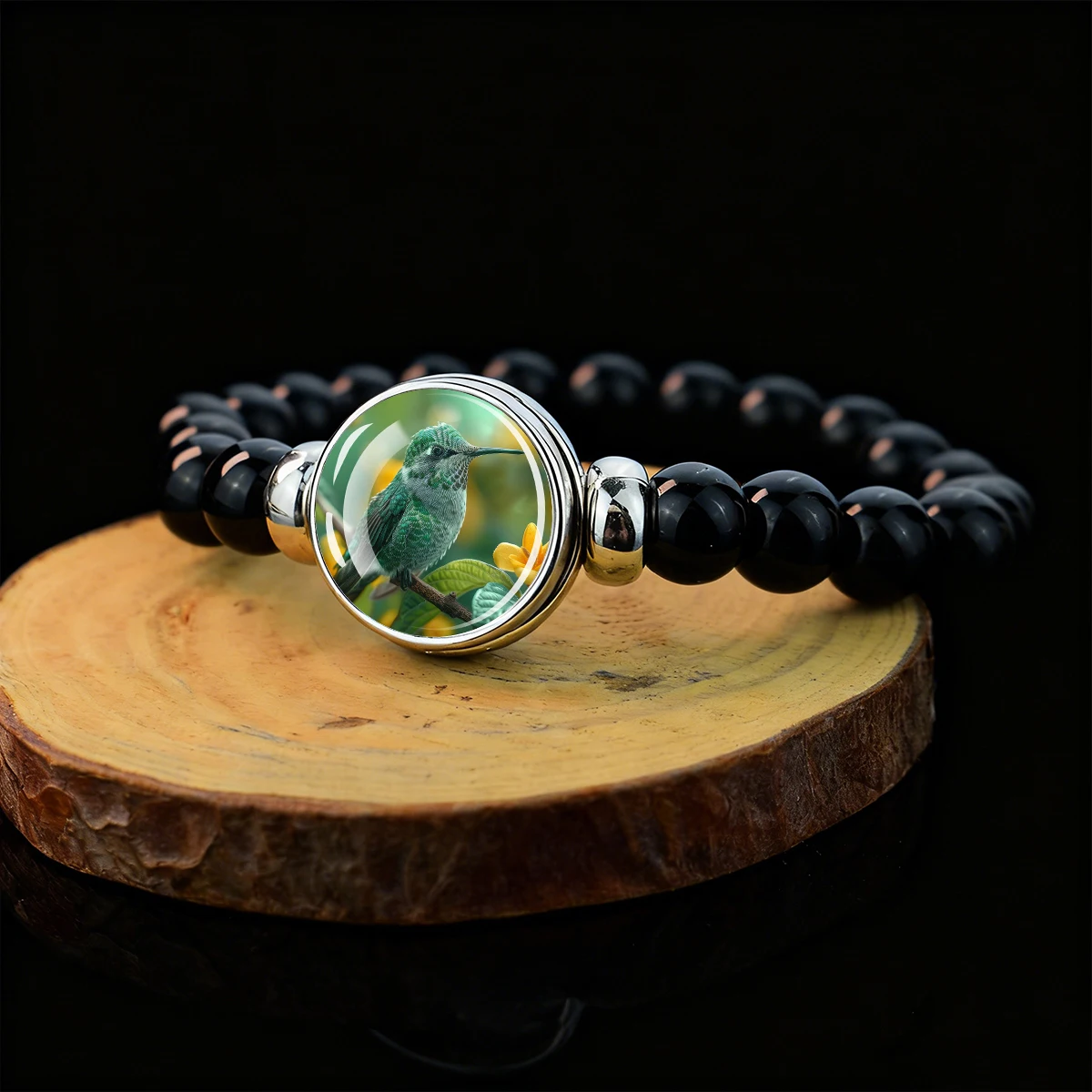 Hummingbird Bracelet, Elastic Bead Stretchy Bangle Nature Animal Jewelry, Unique Birthday Graduation Party Gift for Women Men