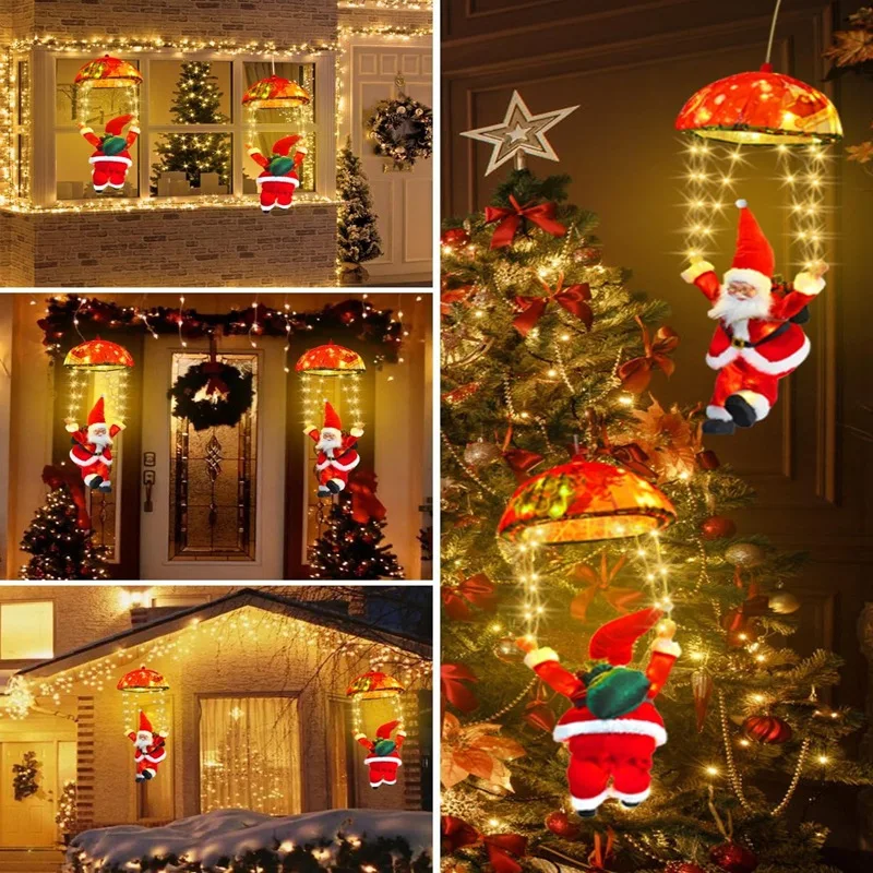 Santa Claus Parachute Light String Indoor LED Christmas Light String Christmas Gift Box Decorative Atmosphere Light