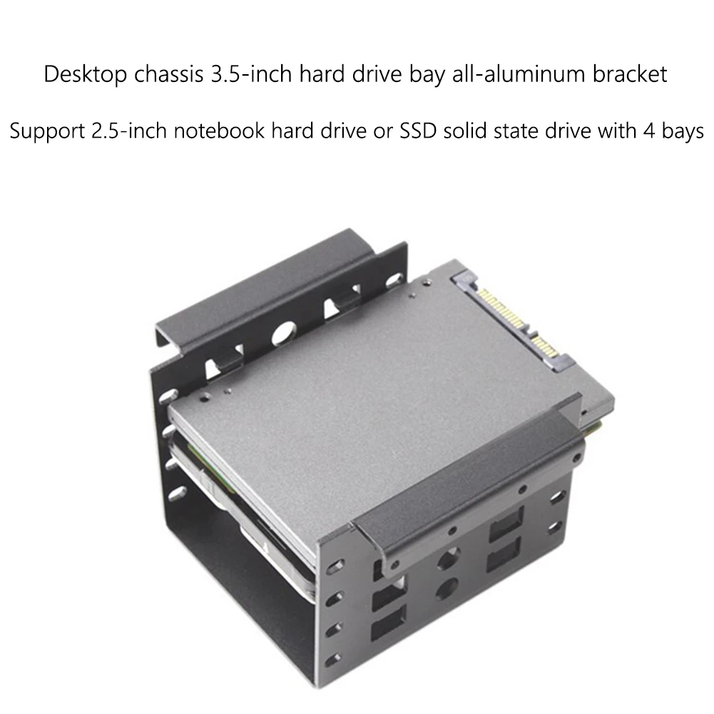 4 Bay 2.5 inch to 3.5 inch SSD Hard Drive Caddy Aluminum Alloy Computer Holder