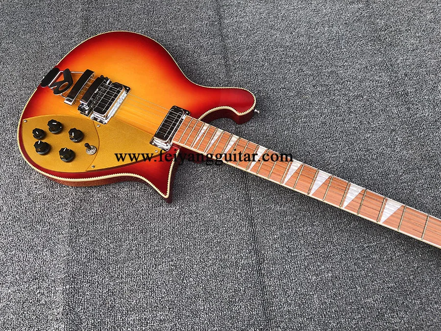 

Electric guitars，660 neck through body 12strings，fire burst color，Gold Pickguard，Rosewood Fingerboard，free shipping