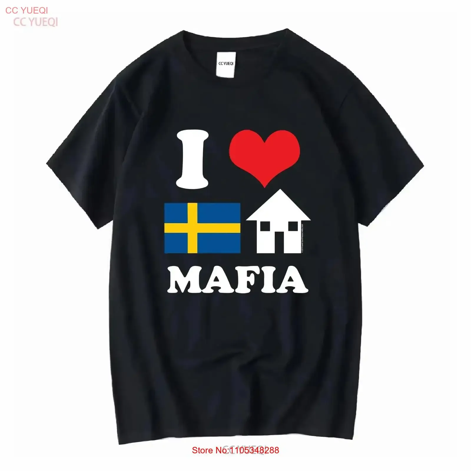 Camiseta Ajustada NWOT I Love Swedish House Mafia Negra para Mujer, Talla Vintage Lavada, Versátil, Transpirable, Estilo Casual Urbano