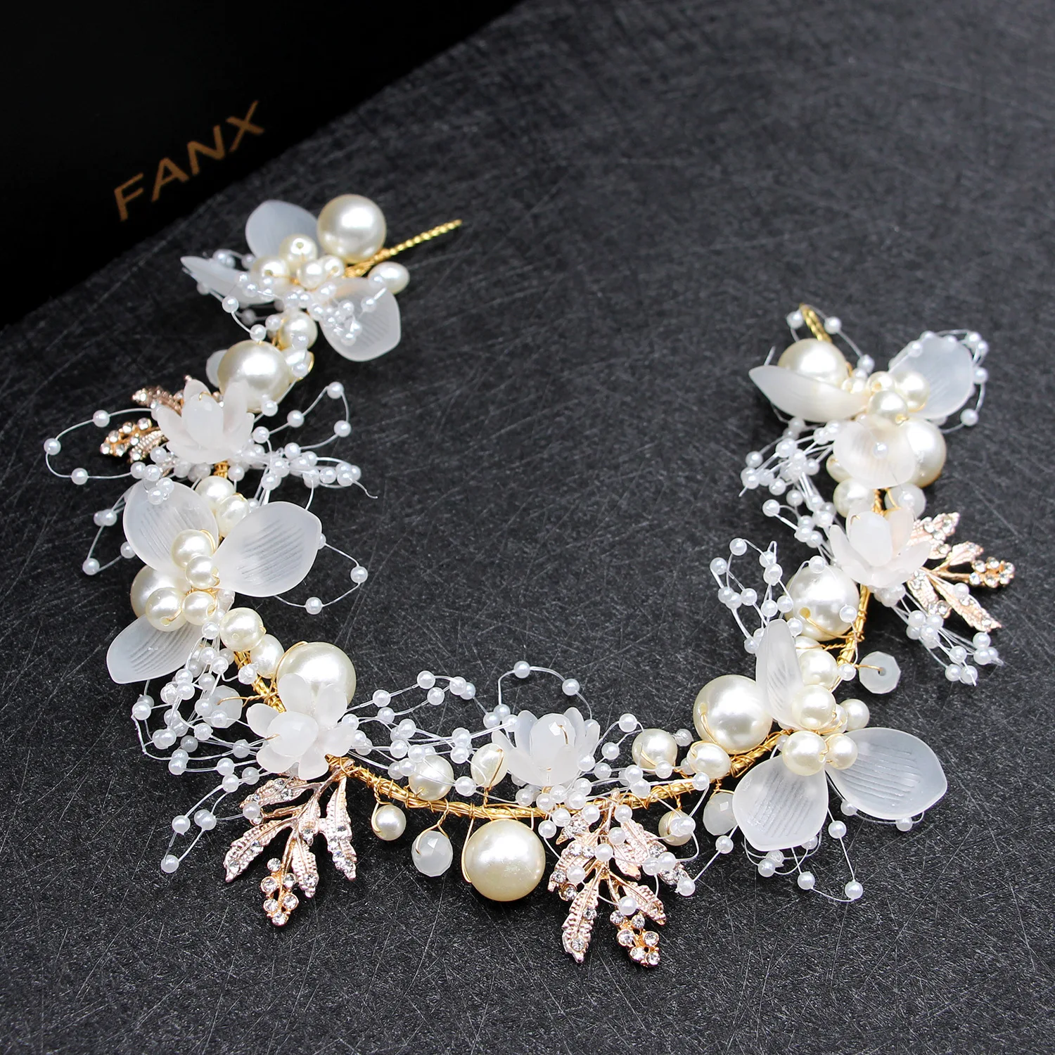 Crystal Pearl Rhinestone Flower Headband Garland for Women BrideWedding Jewelry Vine Band Hairband Hair Accessories