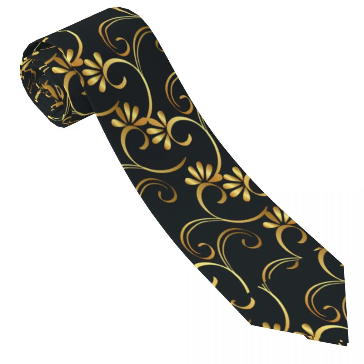 Custom Men European Victorian And Floral Golden Necktie Baroque Fashion Tie For Business