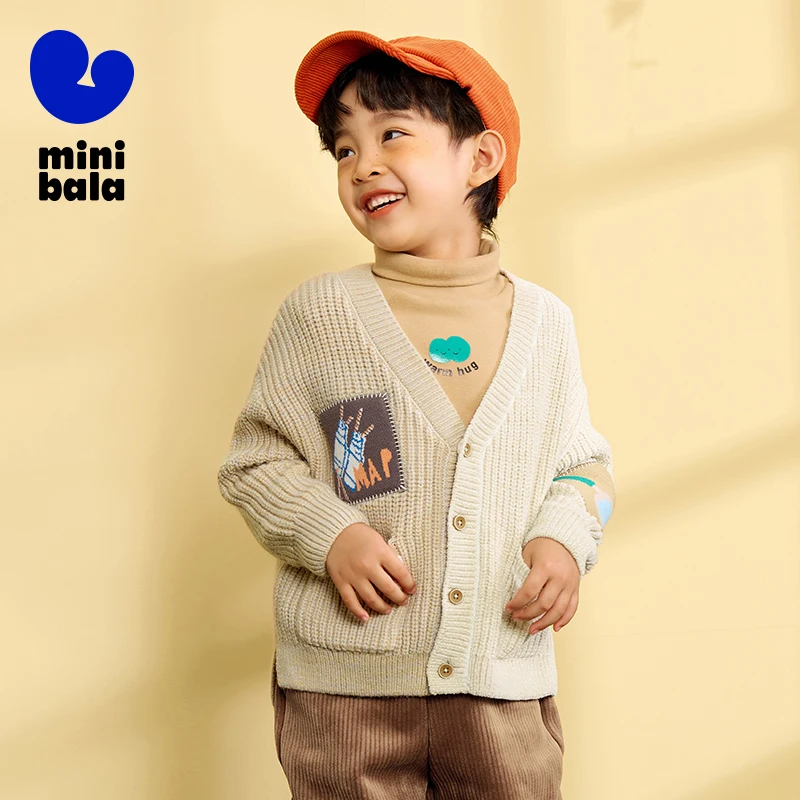 

Mini Balabala Kids Cardigan Autumn Winter Warm Knit Sweater for Boys and Girls