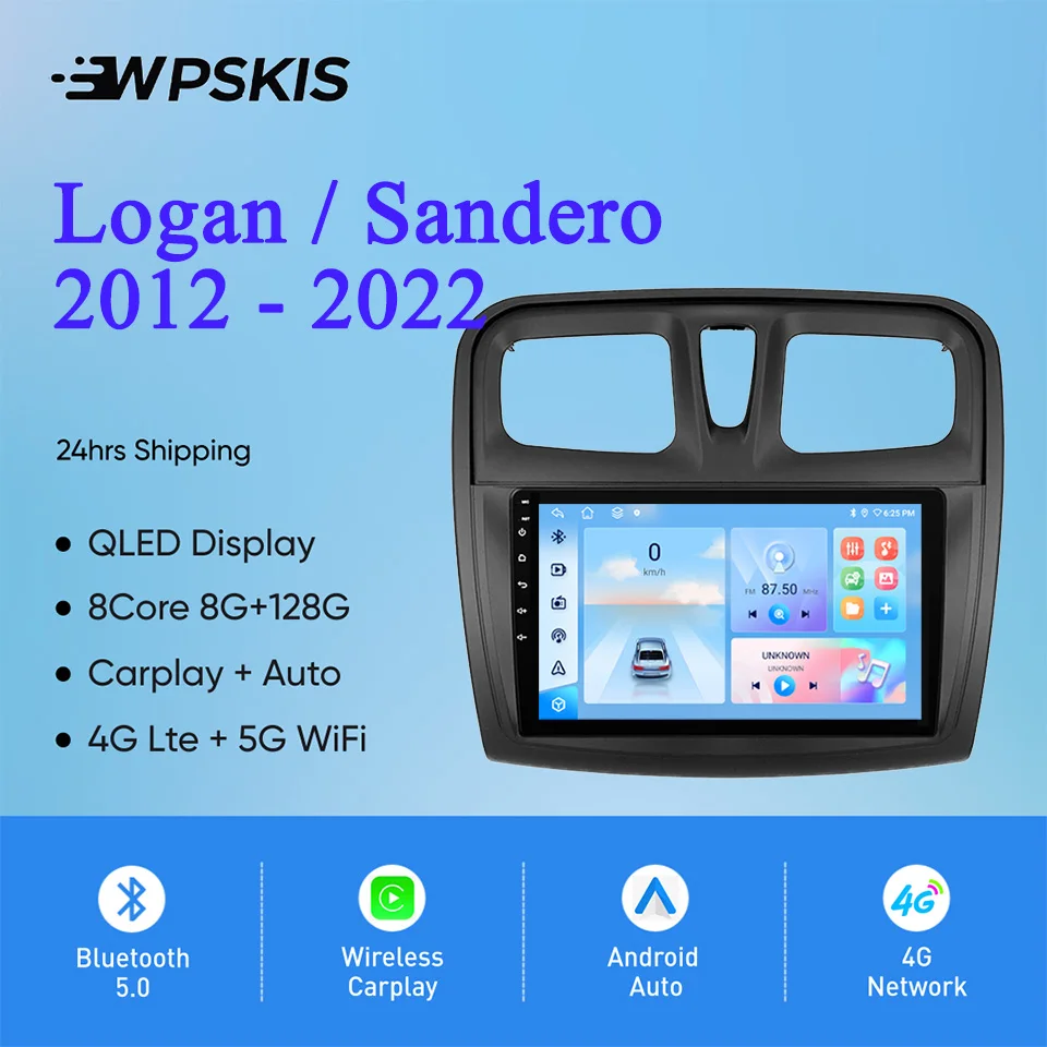 For Renault Logan Sandero 2012 2014 2016 2018 2020 2022 Car GPS Navigation Auto Radio Video Audio A/V Head Unit Carplay Auto RDS
