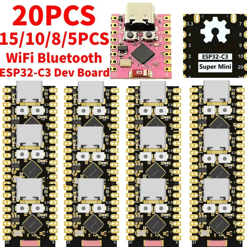 ESP32-C3 WiFi Bluetooth Development Board 3.3-6V Power Supply Low Power ESP32 Super Mini Electronics Programmable Project Boards