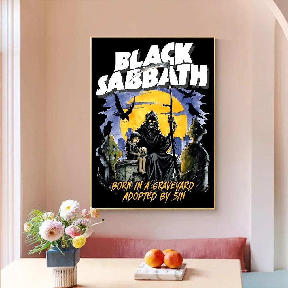 B-Black S-Sabbath Band Movie Sticky Posters Vintage Room Bar Cafe Decor Nordic Home Decor