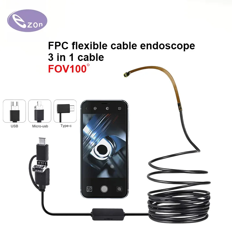 

1MP 3.5 FPC flexible cable endoscope 3-in-1 cable FOV100゜ USB industrial endoscope camera EZ-EN35L-S
