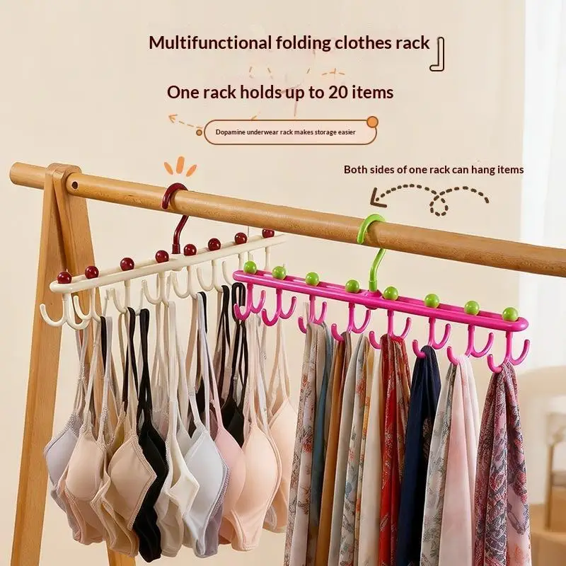 Plastic Underwear Vest Storage Rack 16 Hooks Dopamine Tie Belt Hanger Rotating Space Saving Balcony Clothes Drying Rack