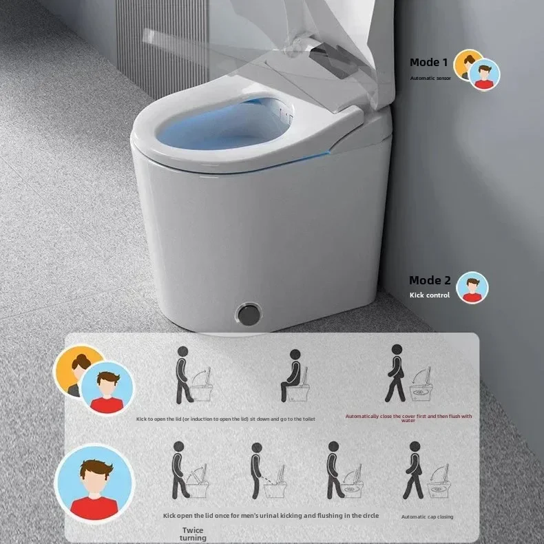 Small electric household light smart toilet with water tank and no water pressure limit foam shield