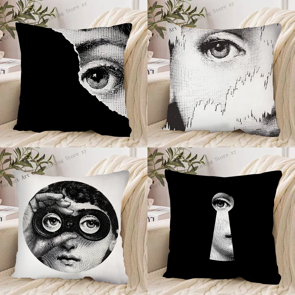 Art The Face F-Fornasetties Cartoon Pillow Case Fashion Square Pillowcase Bedroom Sofa Room Ins Decoration Leisure Cushion Cover