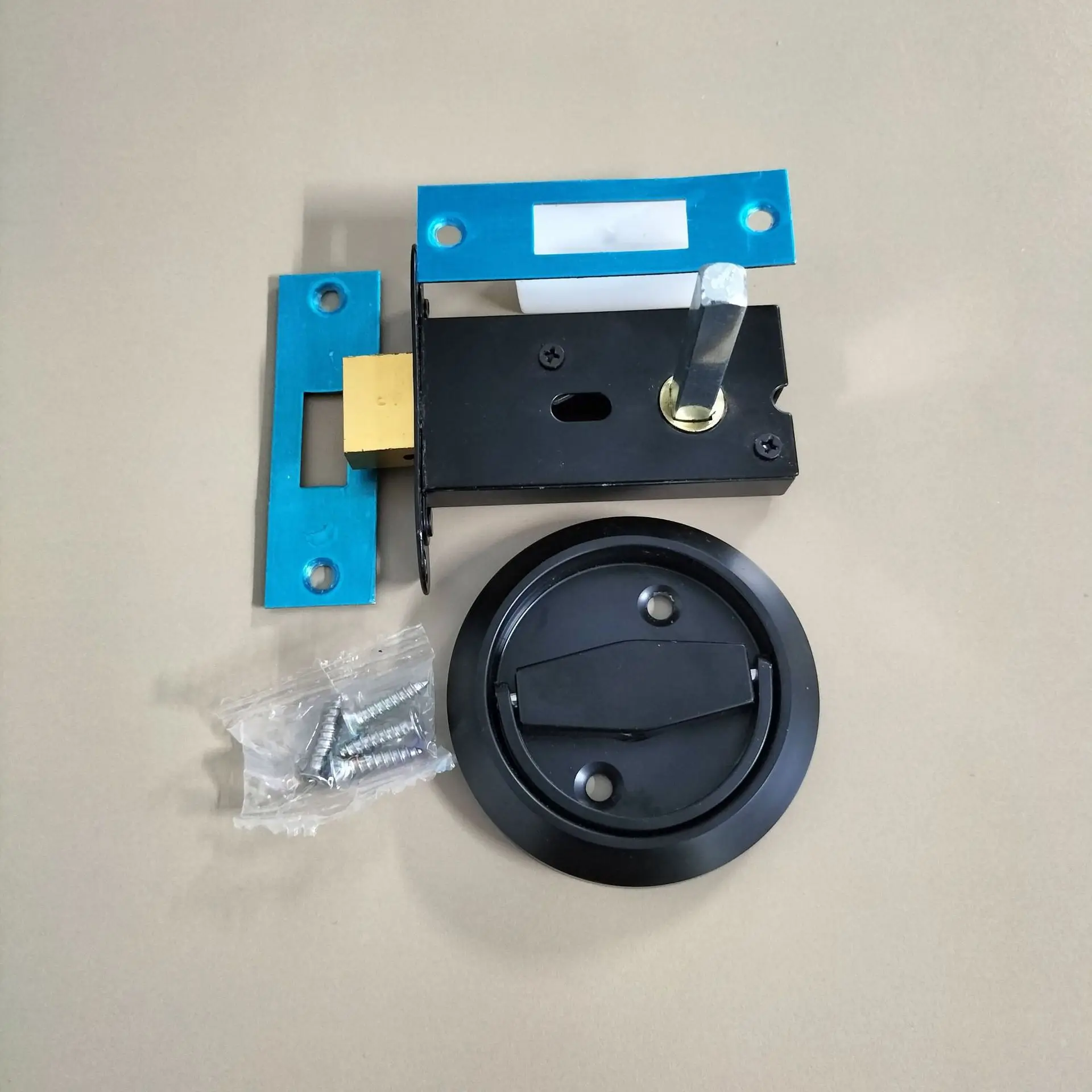 

1Set Stainless Steel Invisible Door Lock Dual Sided Pull Ring Round Handle Easy Installation Home Security Various Doors Windows