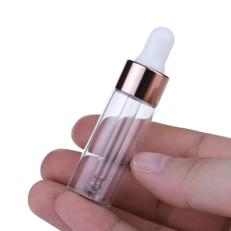 5Pcs 1ml-5ml Amber/Clear Glass Dropper Bottles Mini Essential Oils Dropper vials Bottle for Sample Cosmetic Perfume Traveling