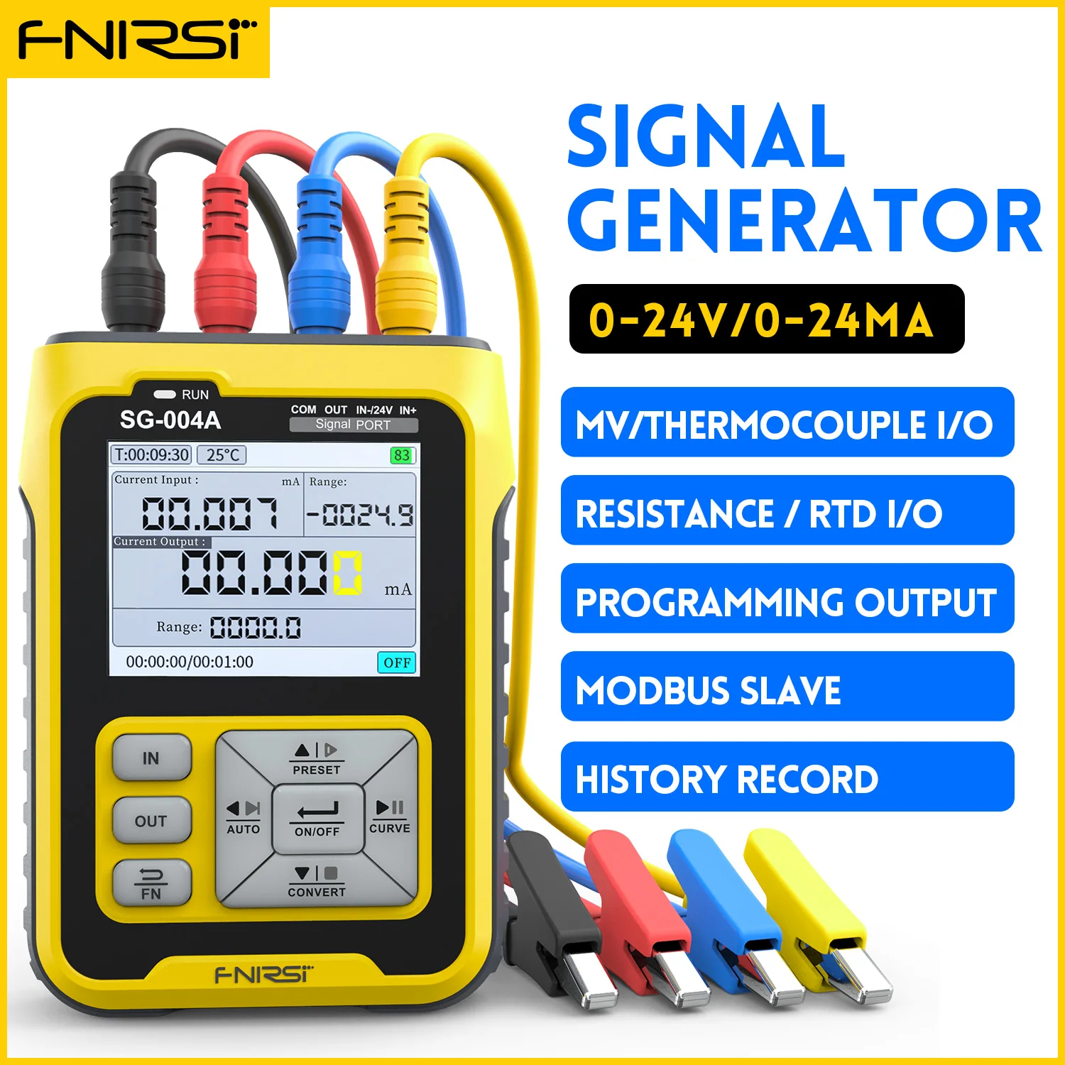 Fnirsi Tensão Ajustável e Simulador Atual Gerador de Sinal Controle de Processo Calibrador Sg004a 420ma 0-24v