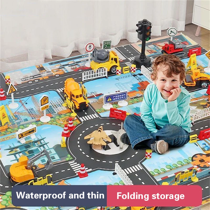 City Rug Kids Toys Games Road Mat Children Traffic Car Map Boy Girls Educational Toy Road Carpet Playmat for Baby Mats Cartoon