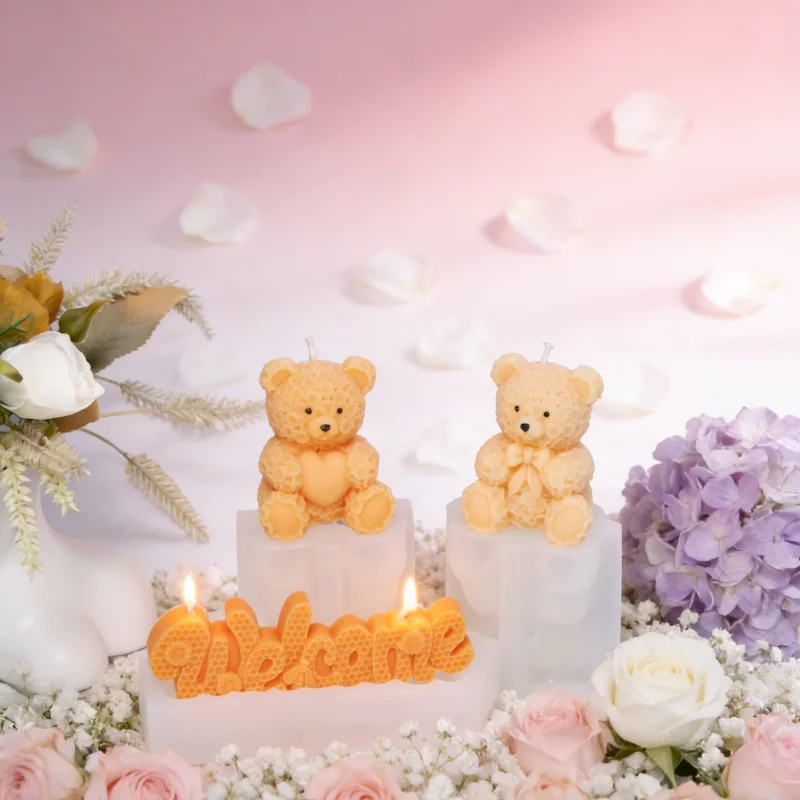 3D süße Bär Silikon Duftkerze Form Honig Bär Seife machen und Harz Gussform DIY Home Decor Aromatherapie Handwerk Geschenk