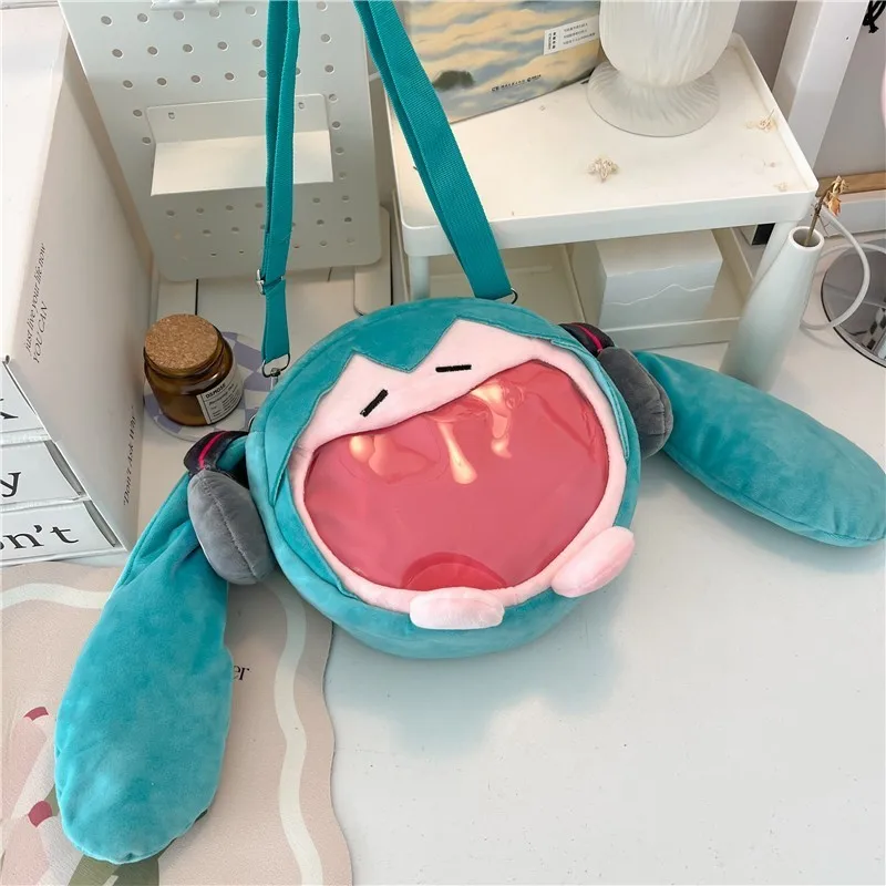 2024 New Hatsune Miku Shoulder Bag New Backpack Cute Anime Girl Plush Cartoon Kawaii Knapsack Student Bag Packet Kids Gifts Toys