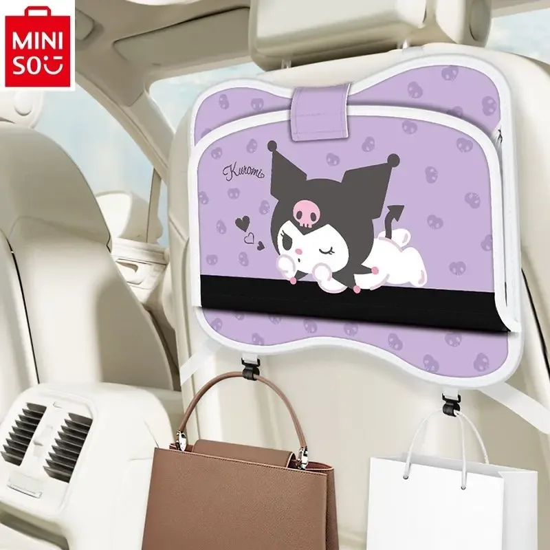 MINISO Car Cartoon Kuromi Storage Hanging Bag Back, stół do jadalni dla dzieci, damski tylny wielofunkcyjny stojak do przechowywania