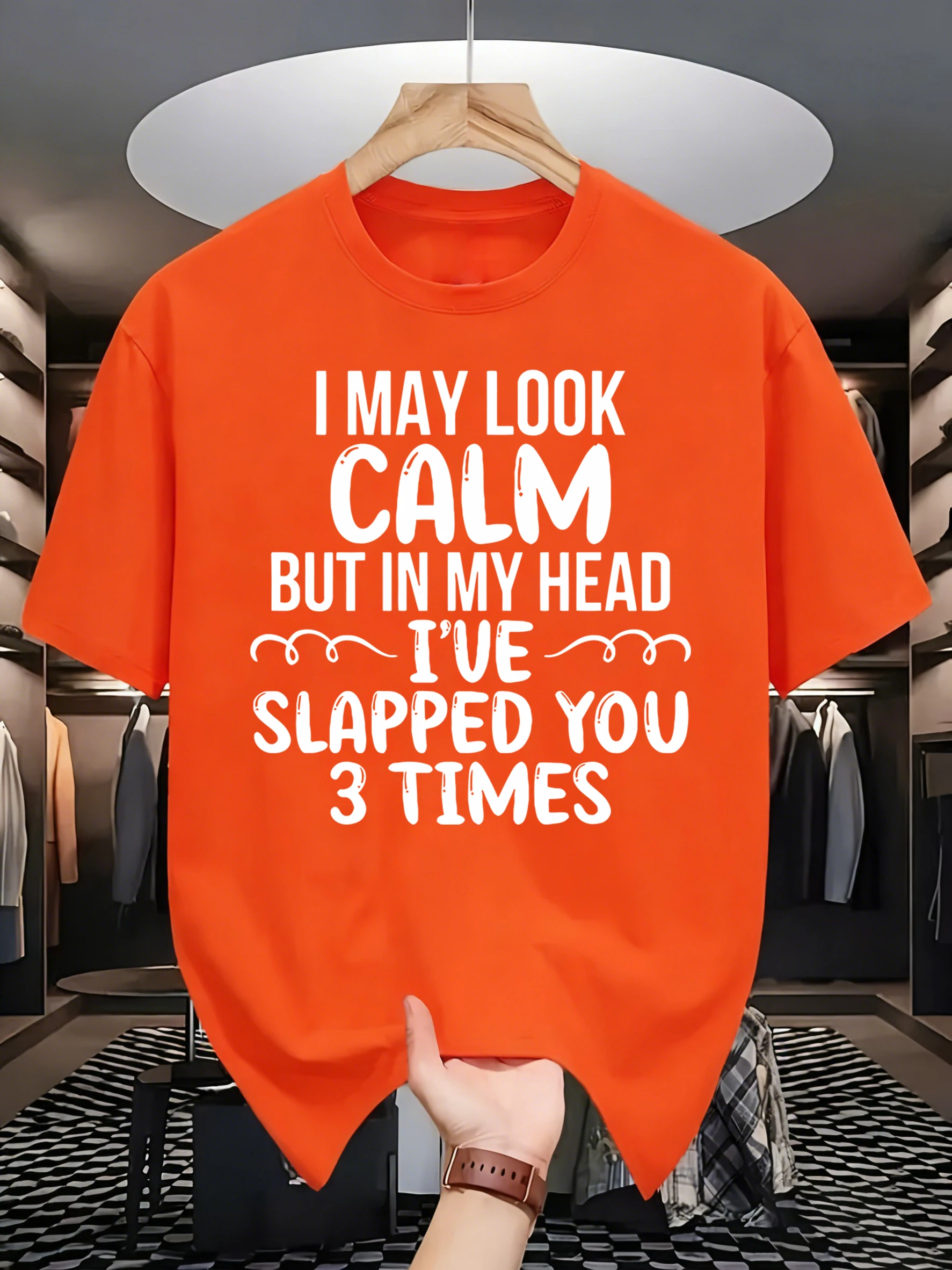 Camisetas Retro para Hombre con Diseño I May Look Calm, Camisetas Básicas que Combinan con Todo, Ropa de Verano de Algodón a la Moda, Unisex, Holgadas, de Manga Corta