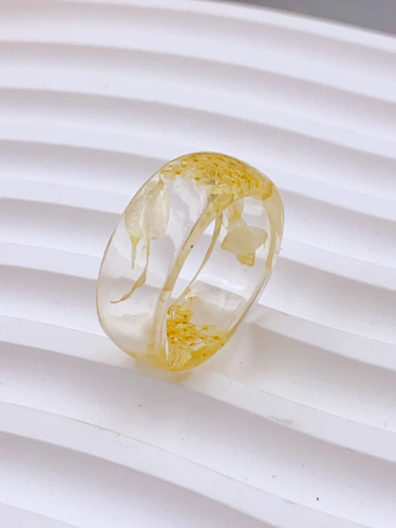 Transparent Resin Ring with Real Flowers, Unique Daily Accessory for Women rings for women