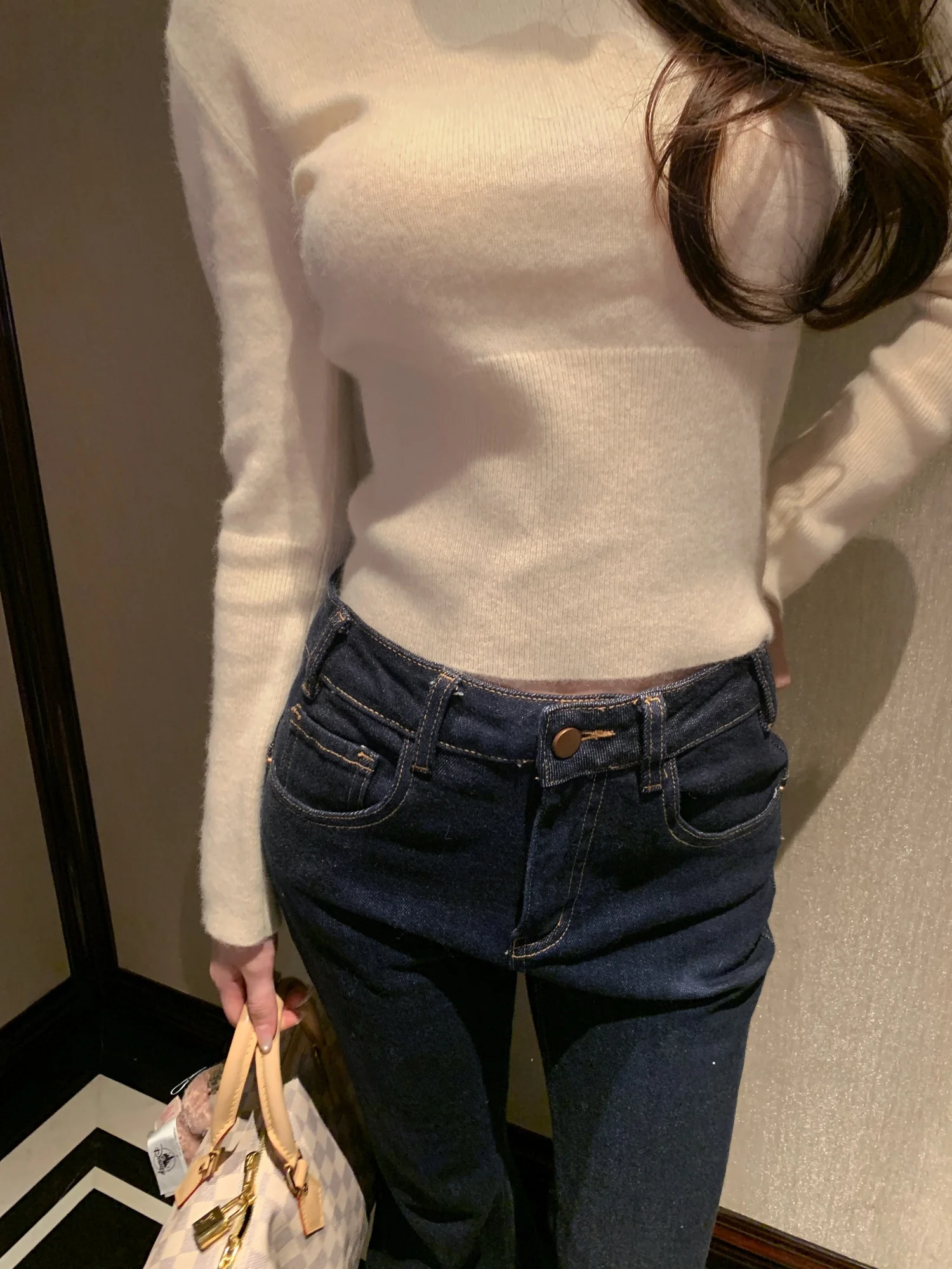 

Mummy Retro Elastic Slim Fit Flared Denim Jeans Long Legs Supermodel Sle l Waist Cotton Stretch Bootcut Trousers