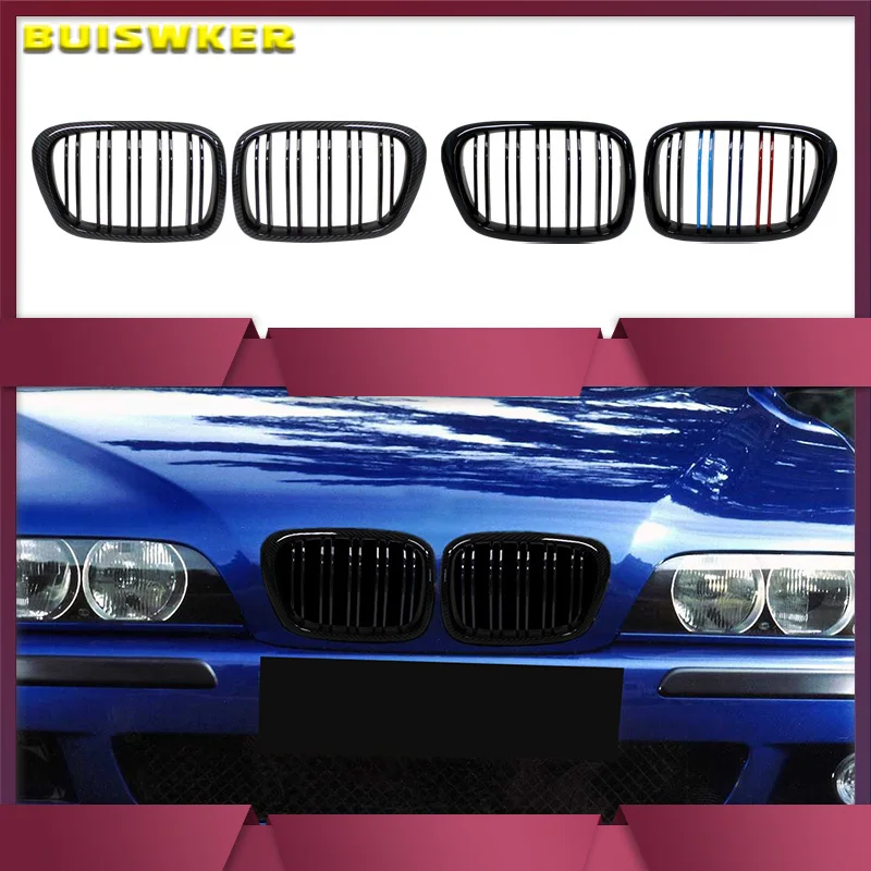 

Car Front Bumper Kidney Grille Racing Grills For BMW E39 525 528 530 535 M5 1997 2003 Replacement Double Slat Gloss Black Grille
