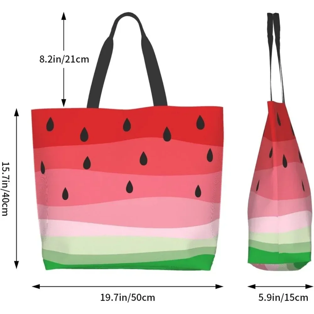 Watermelon Canvas Tote Bag Large Women Casual Shoulder Bag Handbag Reusable Multipurpose Shopping Grocery Bag for Outdoors…