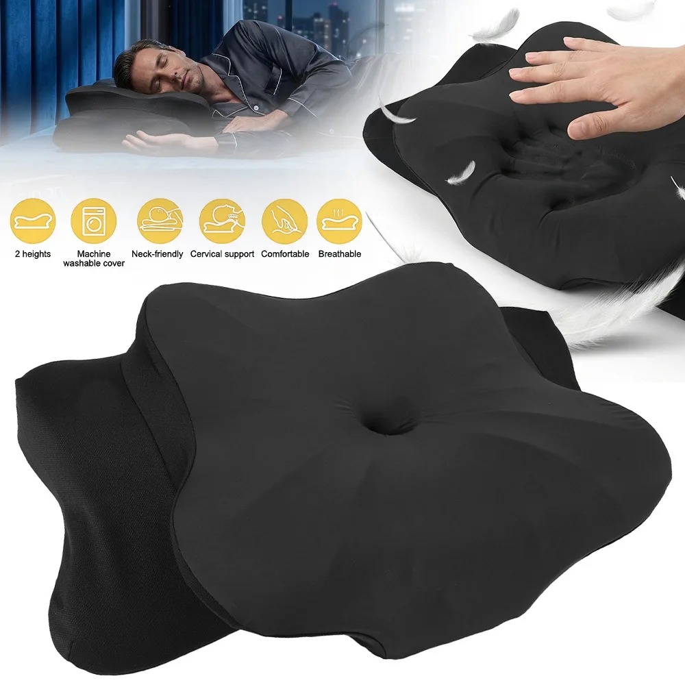 Oreiller ergonomique de luxe en mousse à mémoire de forme pour soulager la pression, housse amovible pour un nettoyage facile, coussin de soutien multi-positions pour tous les styles de sommeil, excellent choix de cadeau de vacances pour les amateurs de sommeil
