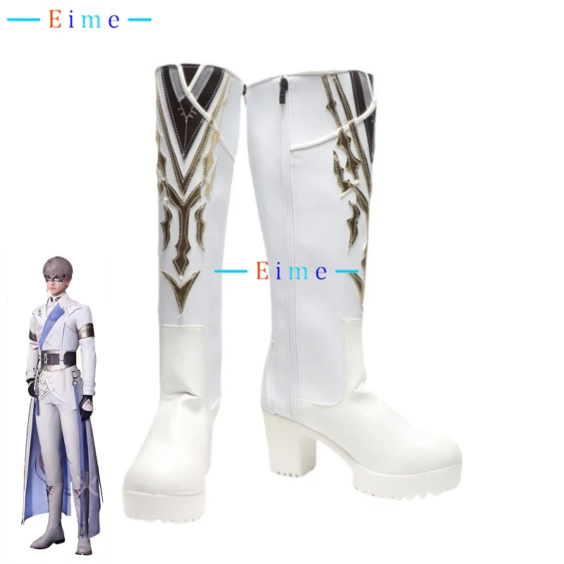 Love and Deepspace Cosplay Shoes Xavier Cosplay White High Heels Boots Halloween Party PU Shoes Custom Made