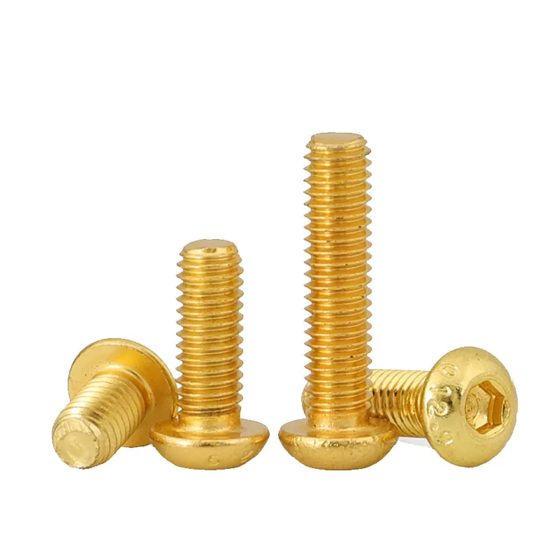 12.9 Grade Plating Titanium Gold  Hex Socket Button Head Allen Bolt Screw M2 M2.5 M3 M4 M5 M6